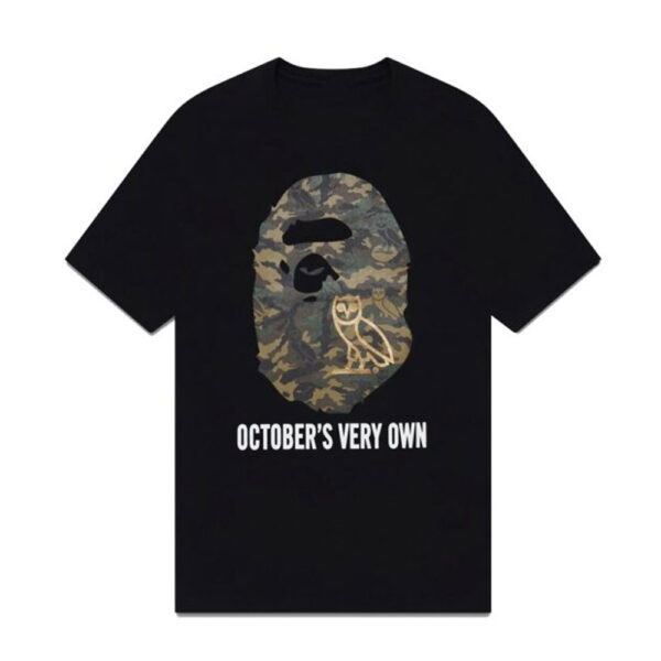 OVO x Bape Ape Head T Shirt Black